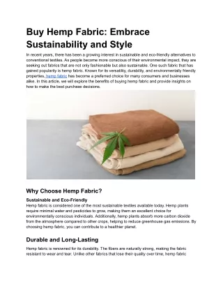 Buy Hemp Fabric_ Embrace Sustainability and Style