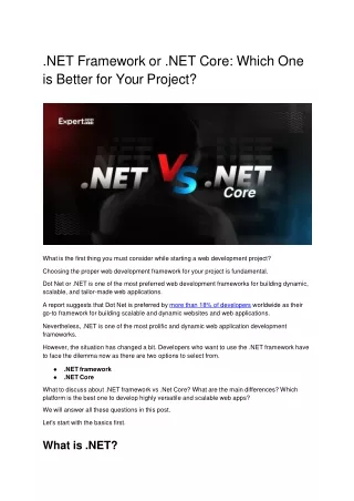 net framework or net core which one is better for your project