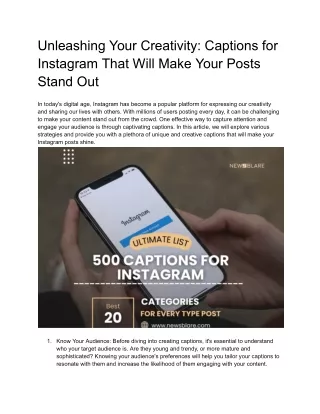 Unleashing Your Creativity_ Captions for Instagram That Will Make Your Posts Stand Out