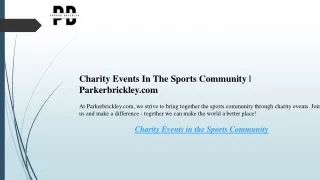 Charity Events In The Sports Community  Parkerbrickley.com