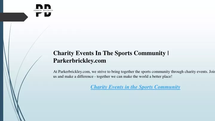 charity events in the sports community