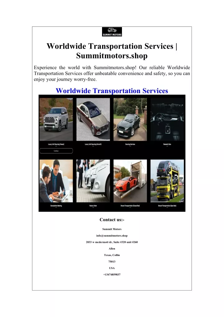 worldwide transportation services summitmotors