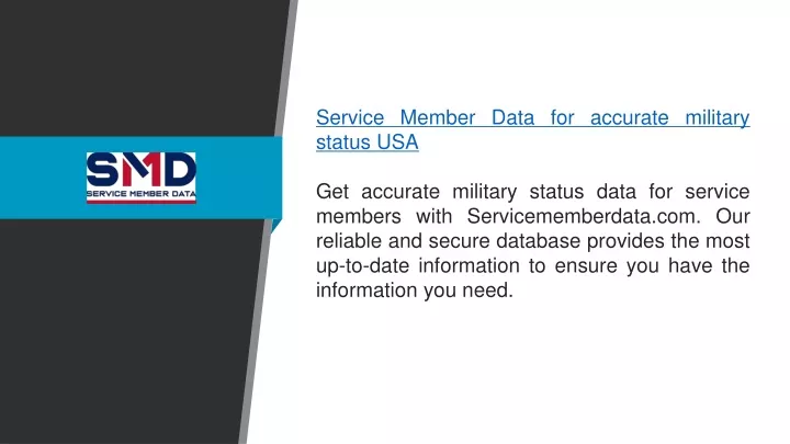 service member data for accurate military status