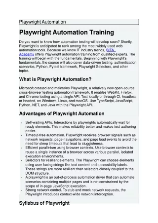 Playwright Automation training in chennai
