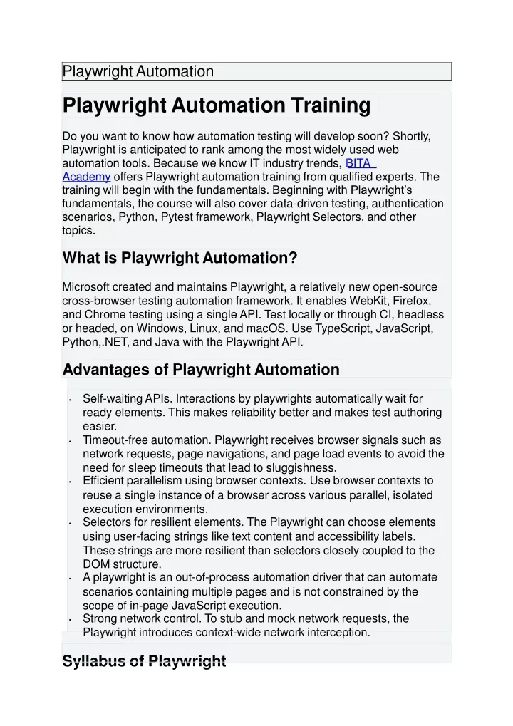 playwright automation training
