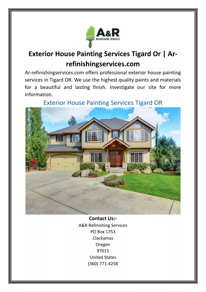 exterior house painting services tigard