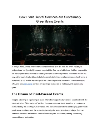 How Plant Rental Services are Sustainably Greenifying Events