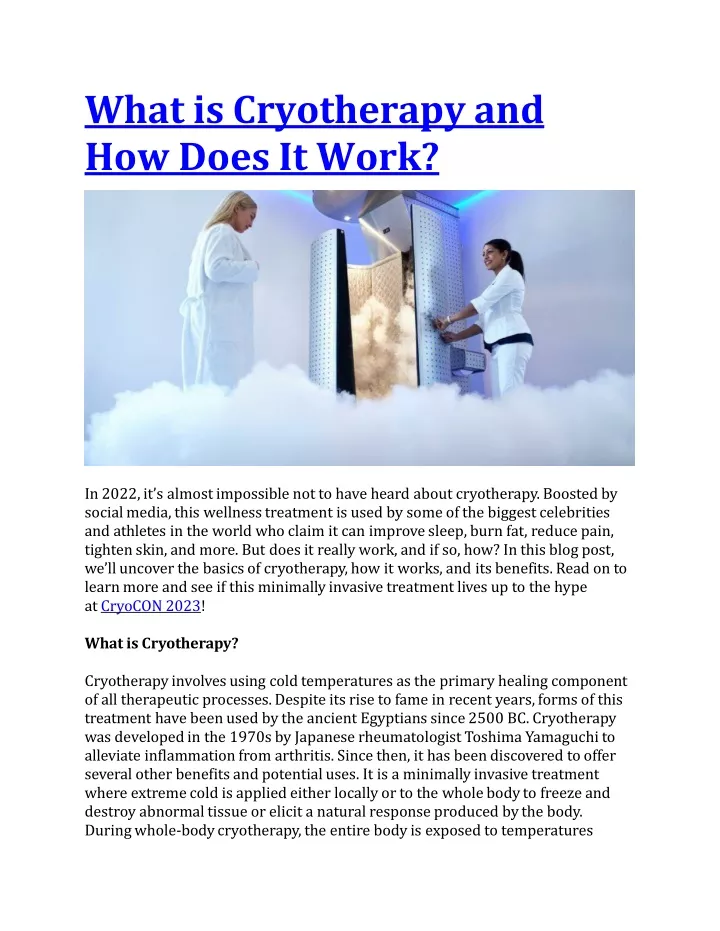 Ppt What Is Cryotherapy And How Does It Work Powerpoint Presentation Id 12331606