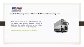 Usa Auto Shipping Transport Service California  Usaautoship.com