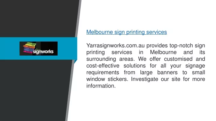 melbourne sign printing services yarrasignworks