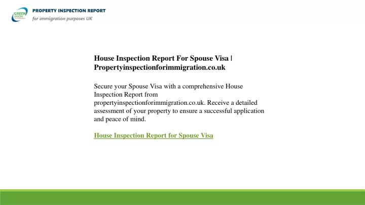 house inspection report for spouse visa