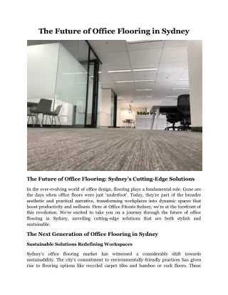 The Future of Office Flooring in Sydney