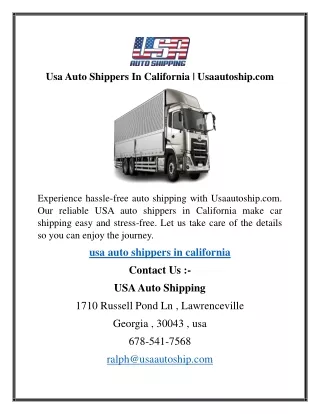 Usa Auto Shippers In California  Usaautoship