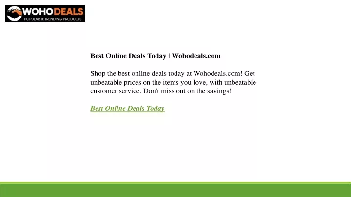 best online deals today wohodeals com shop