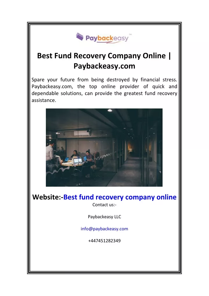 best fund recovery company online paybackeasy com