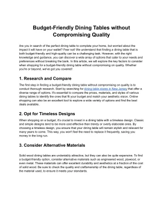 budget friendly dining tables without