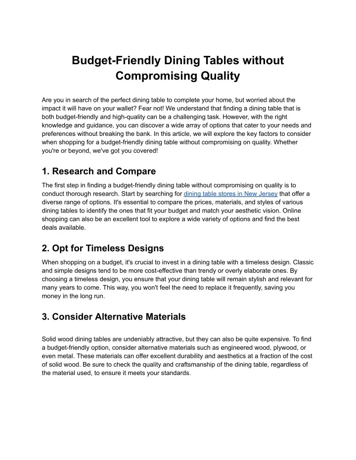 budget friendly dining tables without