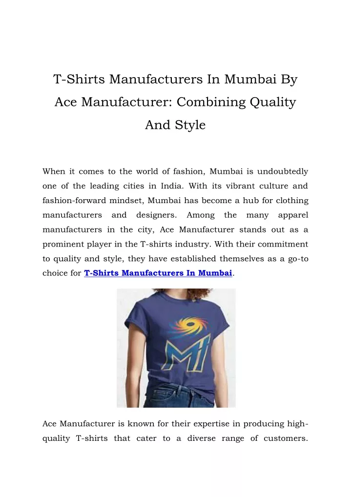 t shirts manufacturers in mumbai by