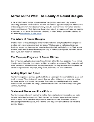Mirror on the Wall: The Beauty of Round Designs