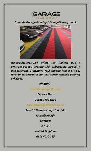 Concrete Garage Flooring  Garagetileshop.co.uk