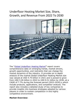 underfloor heating market size share growth