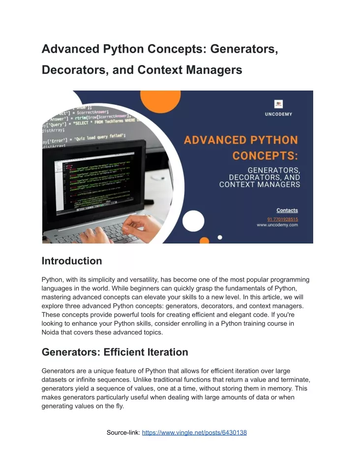 advanced python concepts generators