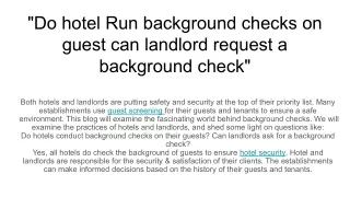 _Do hotel Run background checks on guest can landlord request a background check_