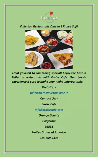 Fullerton Restaurants Dine In  Fraise Cafe