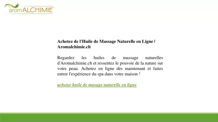 achetez de l huile de massage naturelle en ligne