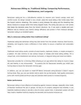 rainscreen siding vs traditional siding comparing