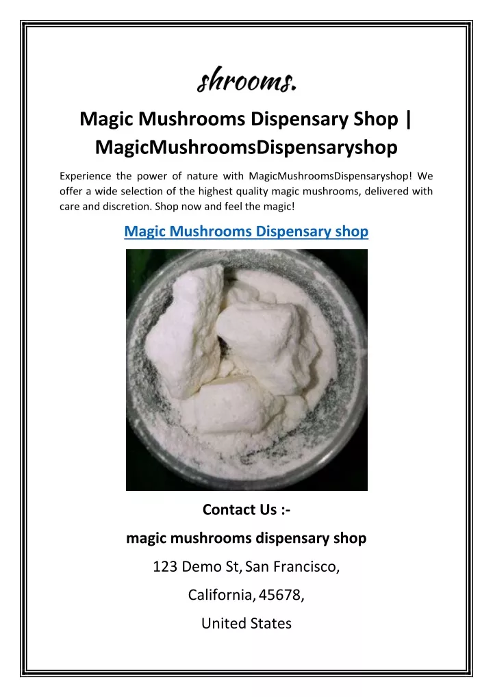 magic mushrooms dispensary shop