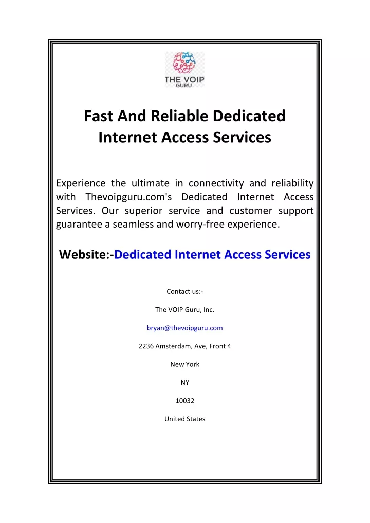 fast and reliable dedicated internet access