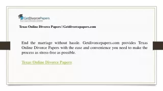 Texas Online Divorce Papers  Getdivorcepapers.com