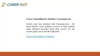 Career Counselling For Students  Careergati.com