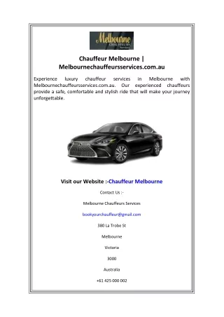 Chauffeur Melbourne  Melbournechauffeursservices.com.au