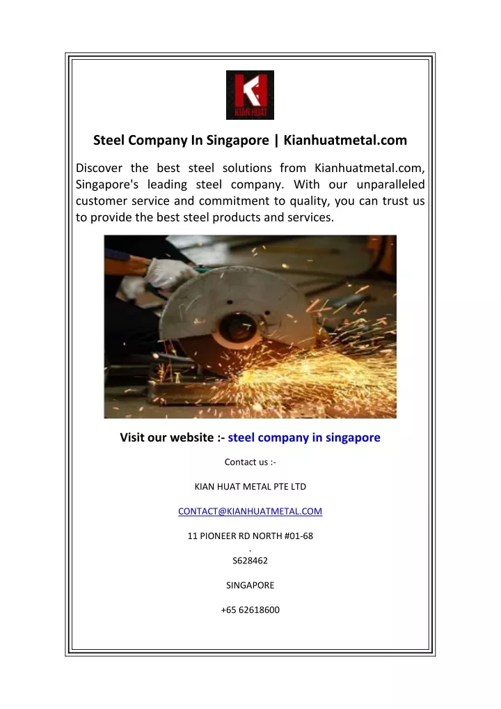 steel company in singapore kianhuatmetal com