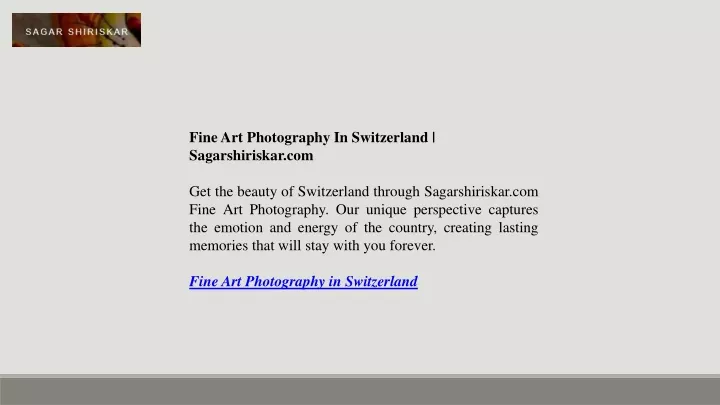 fine art photography in switzerland