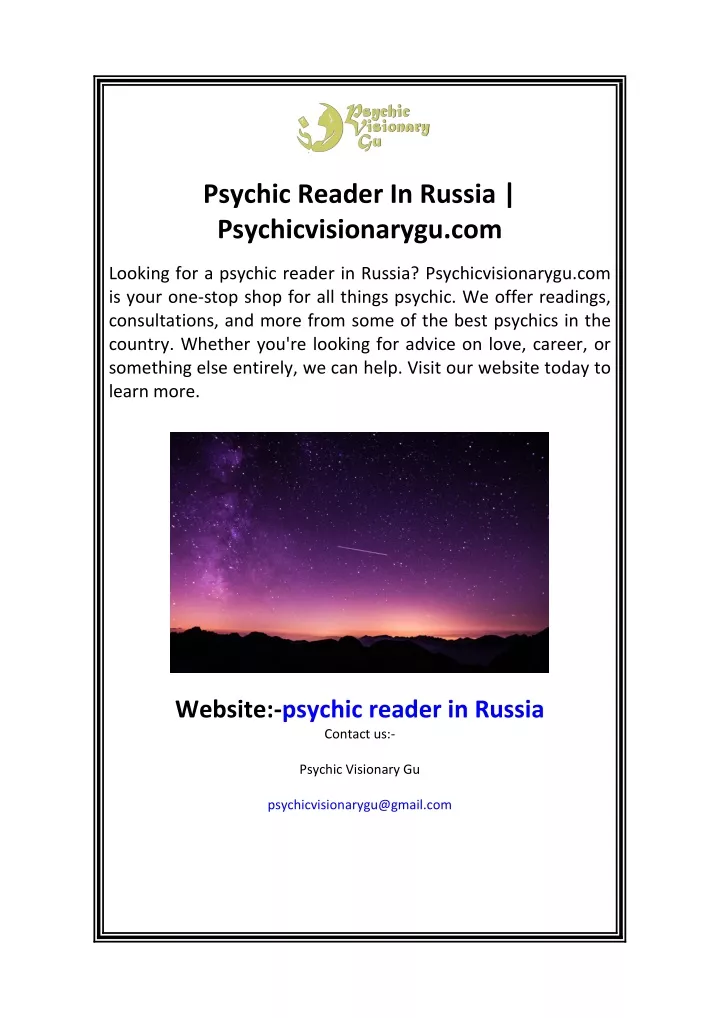 psychic reader in russia psychicvisionarygu com