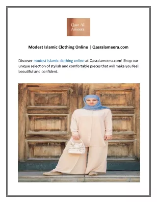 Modest Islamic Clothing Online  Qasralameera
