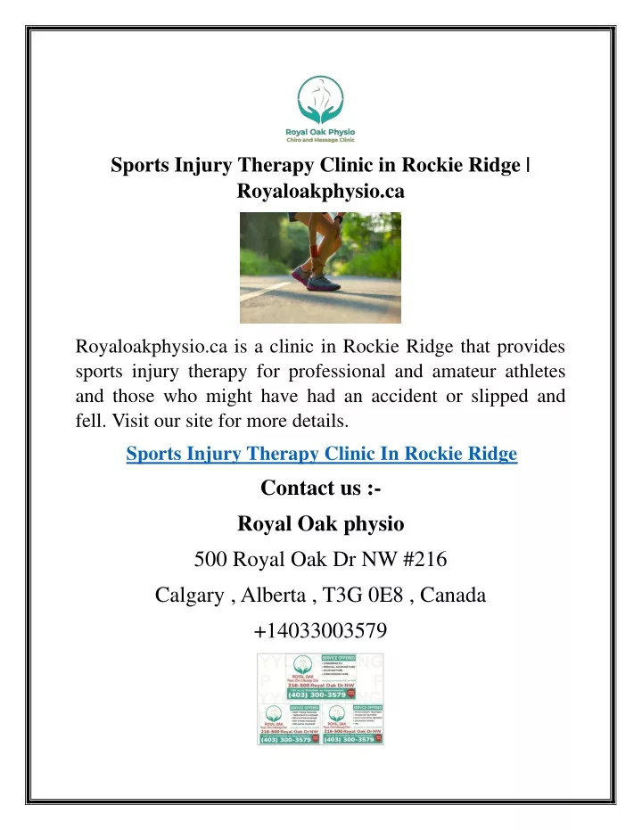 sports injury therapy clinic in rockie ridge