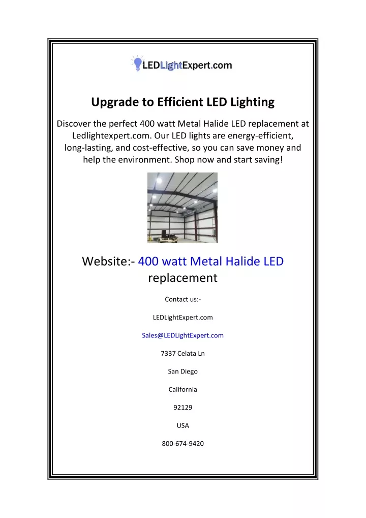 upgrade to efficient led lighting