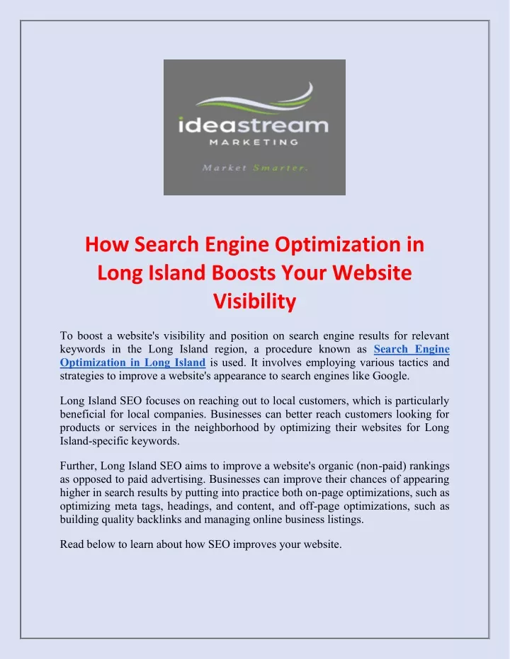 how search engine optimization in long island