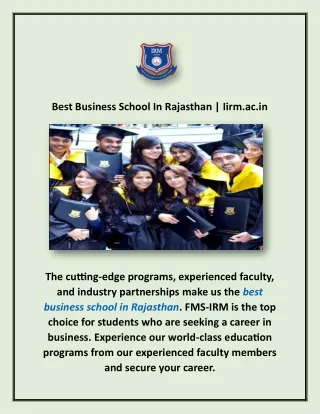 Best Business School In Rajasthan | Iirm.ac.in