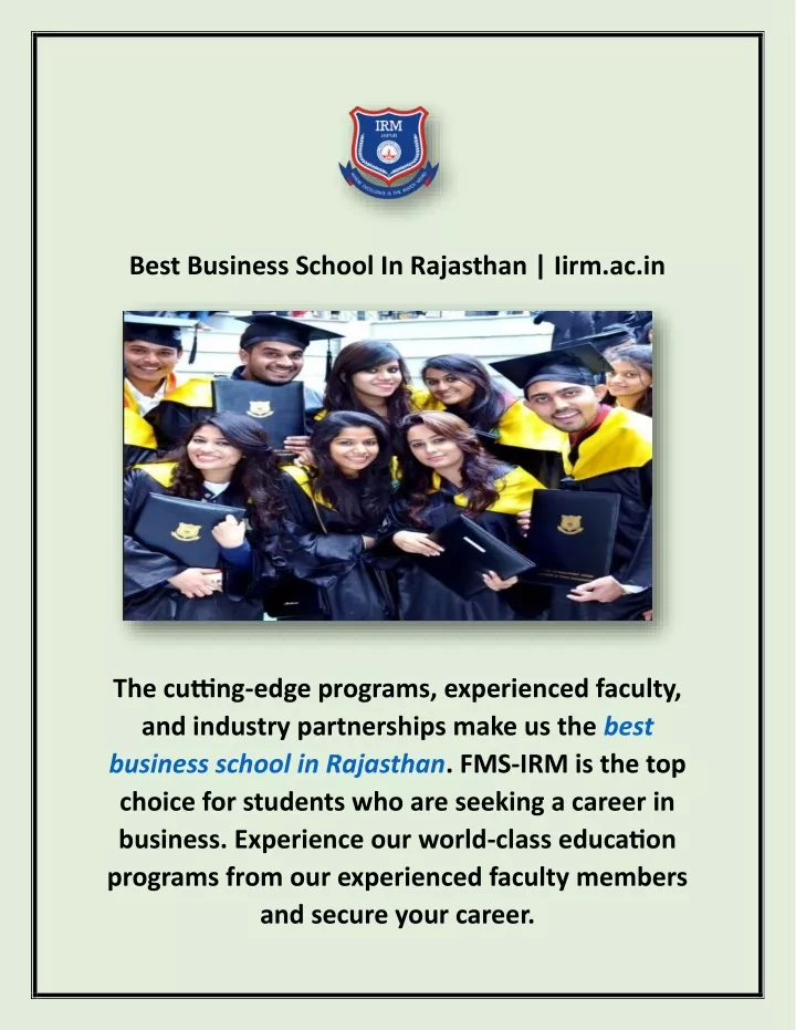 best business school in rajasthan iirm ac in