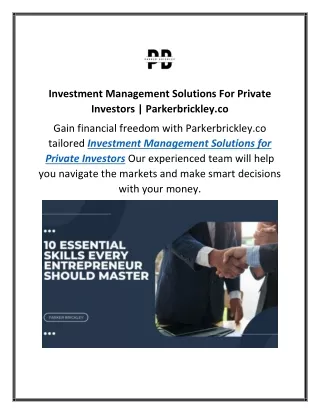 Investment Management Solutions For Private Investors  Parkerbrickley.co