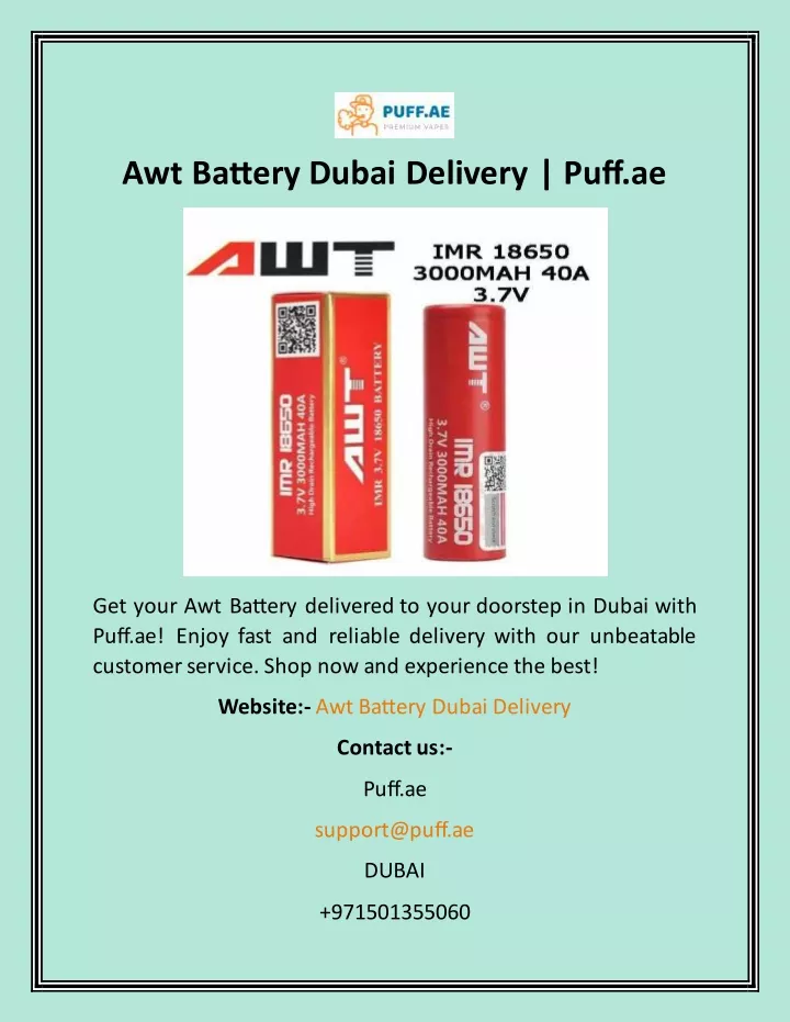 awt battery dubai delivery puff ae