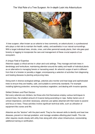 the vital role of a tree surgeon an in depth look