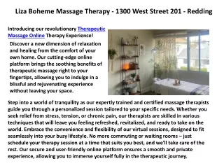 Liza Boheme Massage Therapy - Redding Massage Online