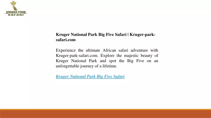 kruger national park big five safari kruger park