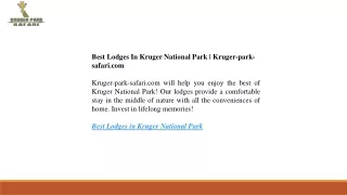 Best Lodges In Kruger National Park  Kruger-park-safari.com